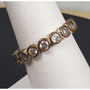 Eternity Anniversary Cubic Zirconia Cubic Zirconia Silver Tone Size 7.25 Ring